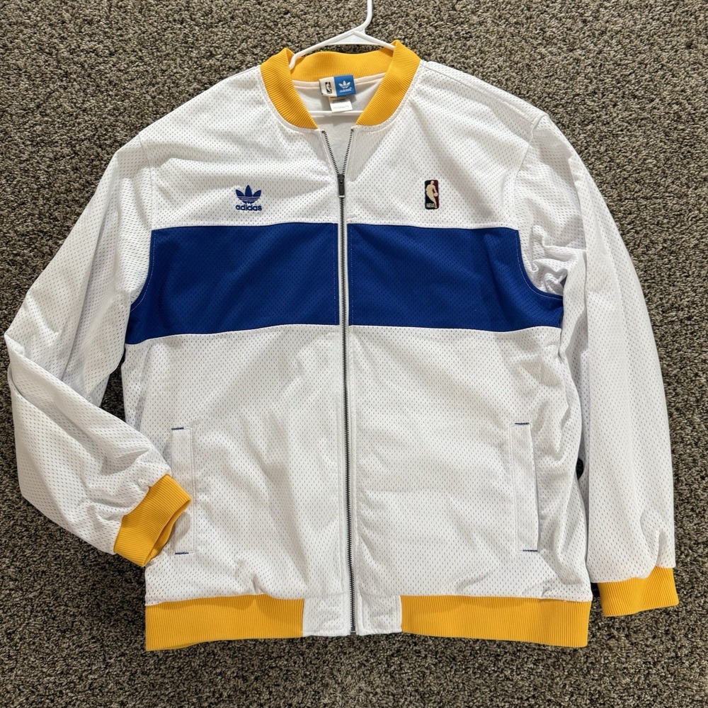 Adidas NBA‎ Golden State Warriors The City Track Jacket 2XL White Blue Yellow